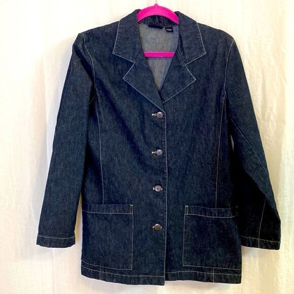 Chico’s Denim Blazer Jacket NWOT Size 1 - Picture 1 of 7
